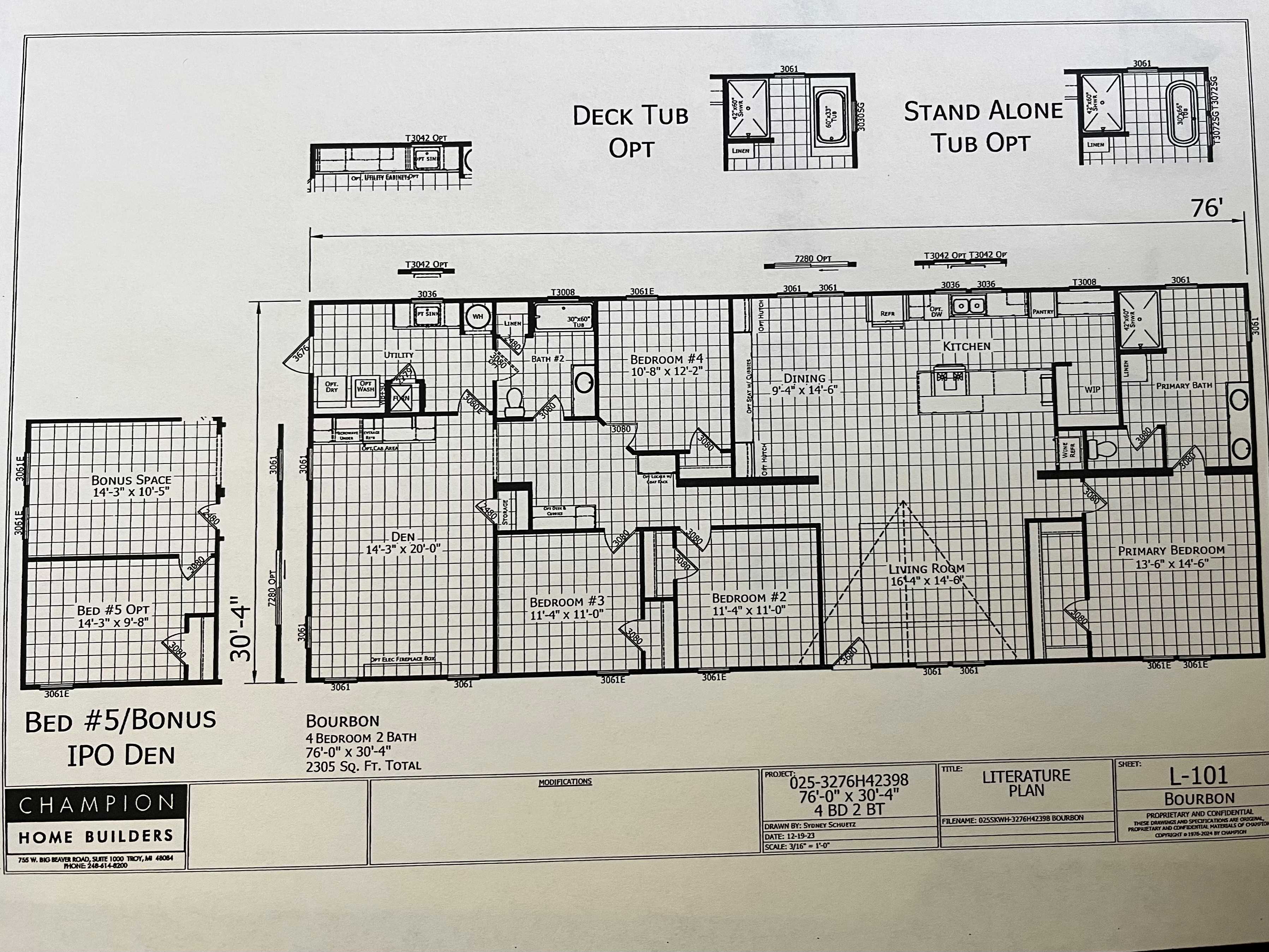 The Bourbon (4BR/2BA plus Xtra Den) Floorplan