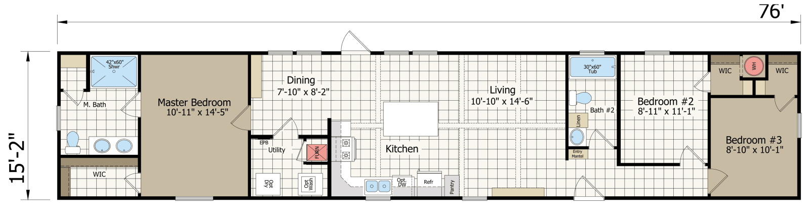 The Carondelet (3BR 2BA) Floorplan