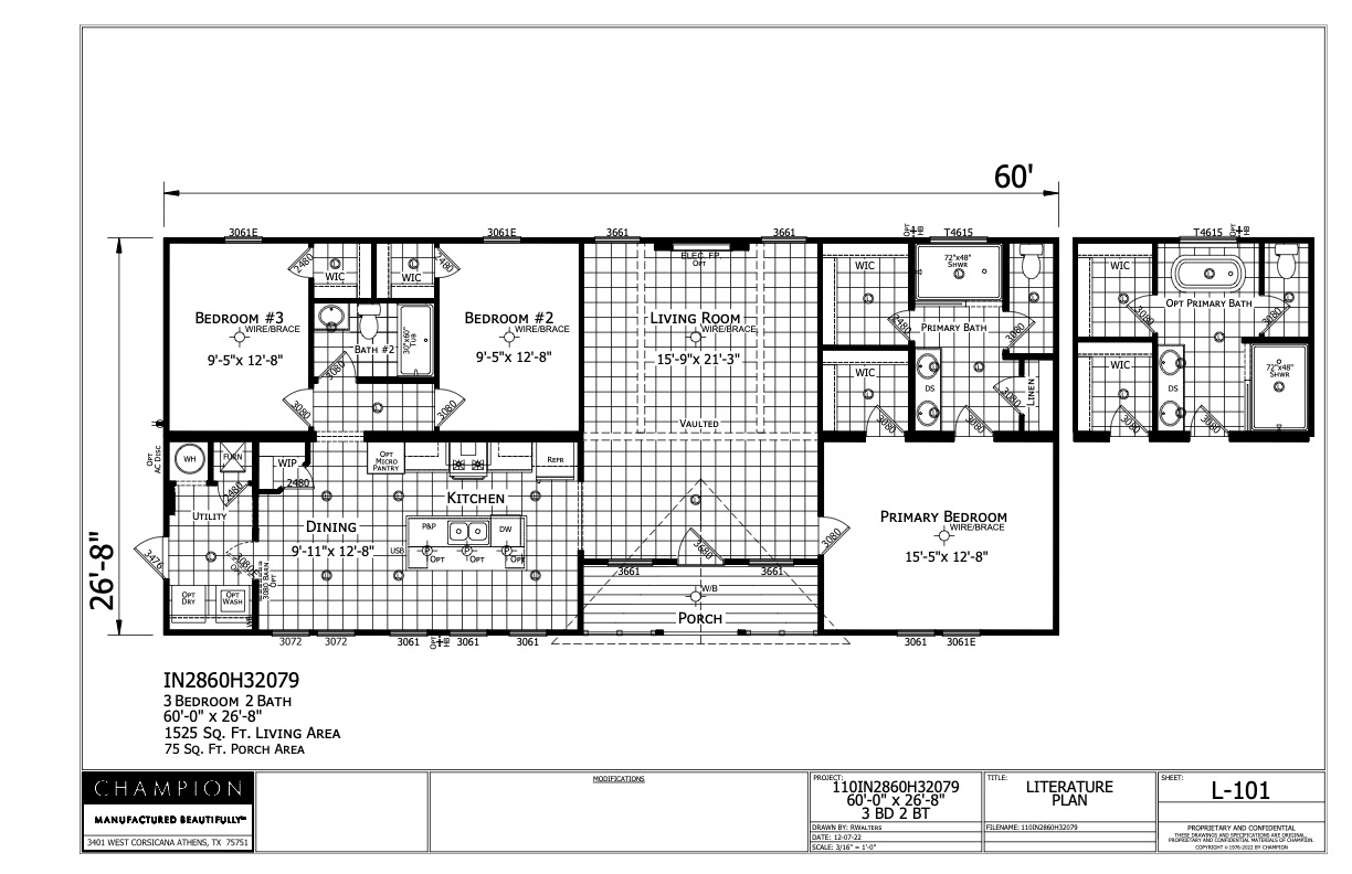 IN2860H3 (3BR 2BA) Floorplan