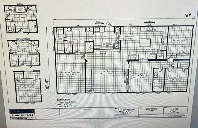 The DuMonde (3BR/2BA plus Flex room) Floorplan