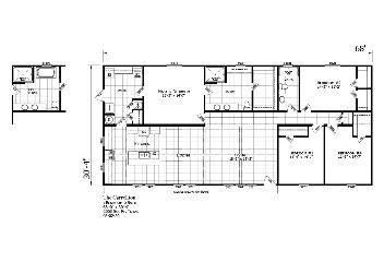 The Open Floor Plan of the Carrollton Champion Leesville Manufactured Home from Denham Springs Housing in Denham Springs, Louisiana