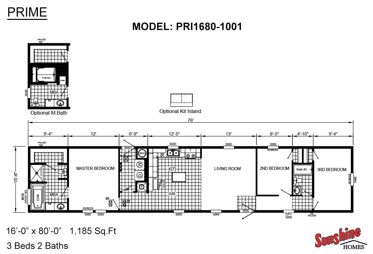 The PRI1680-1001 Floorplan